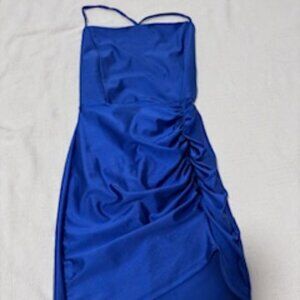 Royal Blue Ruched Lace-Up Mini dress size Small